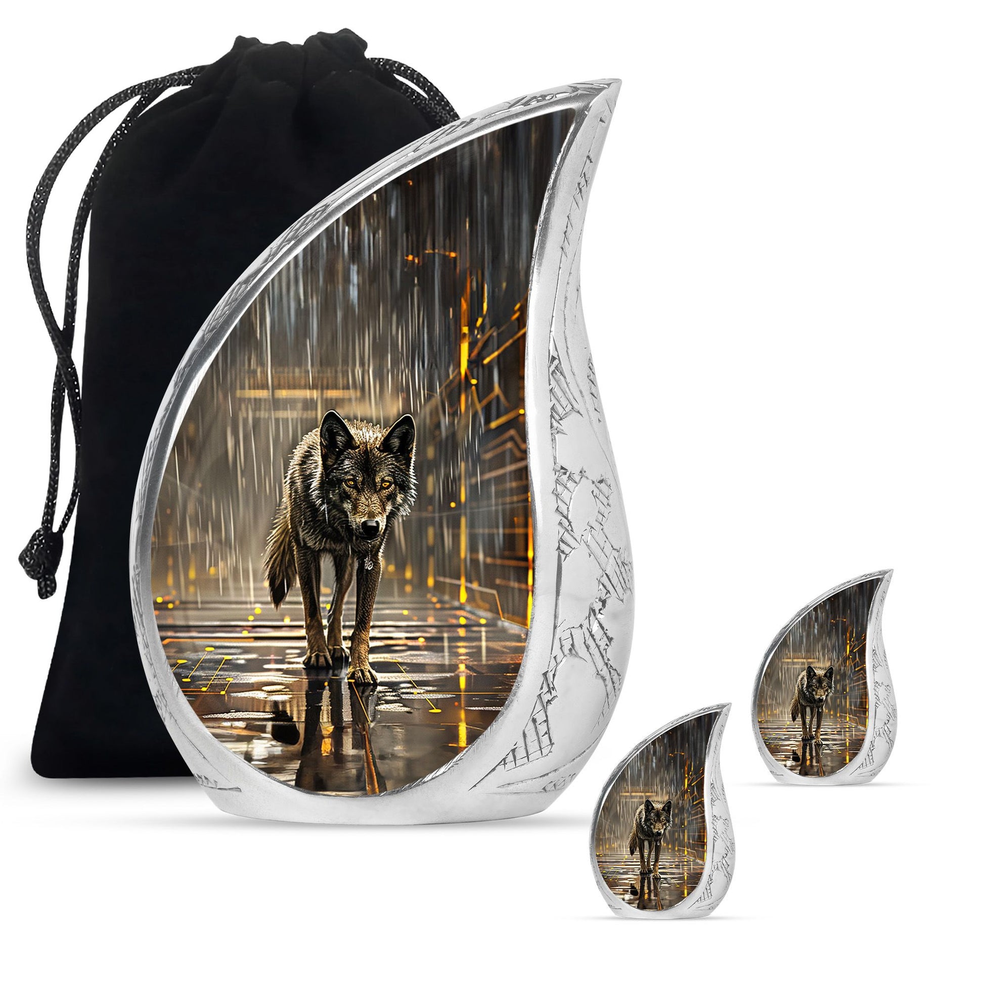 Wolf Urn For Ashes Adult Male Small Funeral, Ashes Memorial Urn