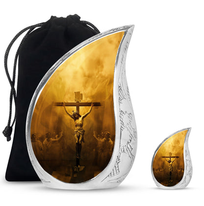 Personalized Religious Cremation Urn for Human Ashes - 10-inch, 200 cu in - Yatskia