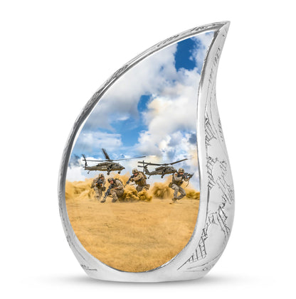 Personalized Military Keepsake Urn for Human Ashes - 10-inch, 200 cu in - Yatskia