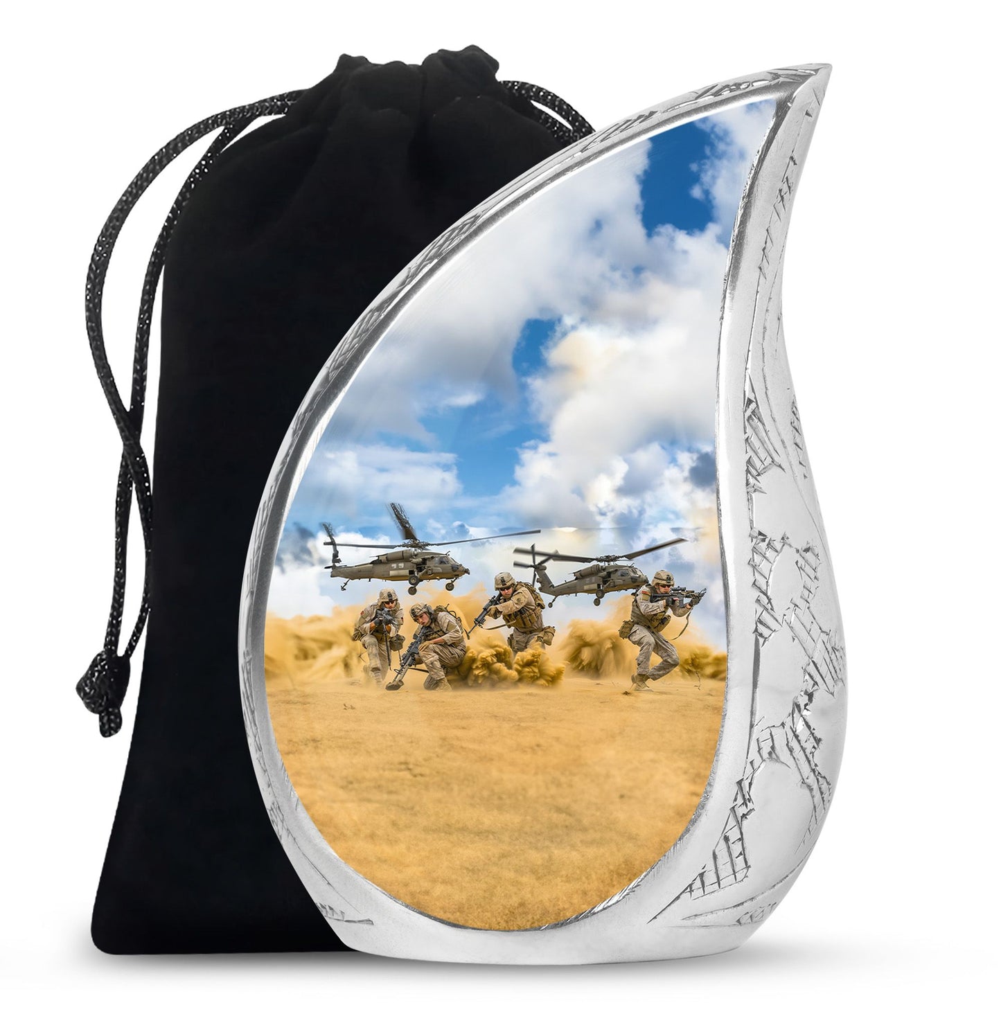 Personalized Military Keepsake Urn for Human Ashes - 10-inch, 200 cu in - Yatskia