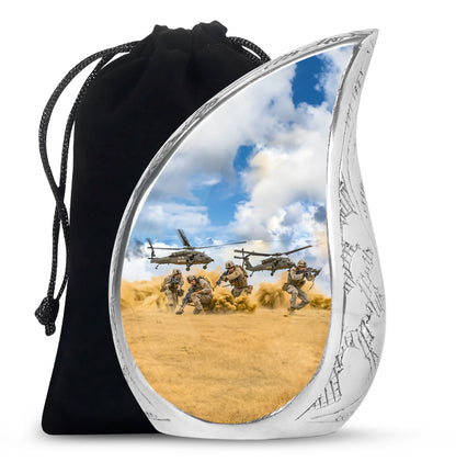 Personalized Military Keepsake Urn for Human Ashes - 10-inch, 200 cu in - Yatskia