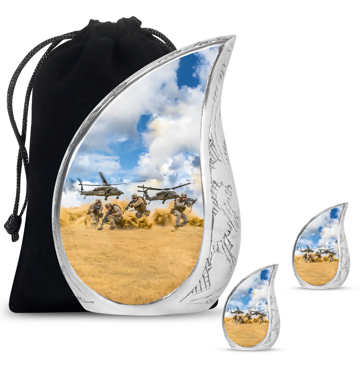 Personalized Military Keepsake Urn for Human Ashes - 10-inch, 200 cu in - Yatskia