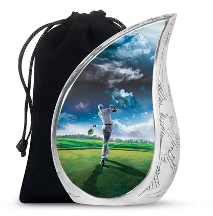 Personalized Golf Keepsake Urn for Women - 10-inch, 200 cu in - Yatskia