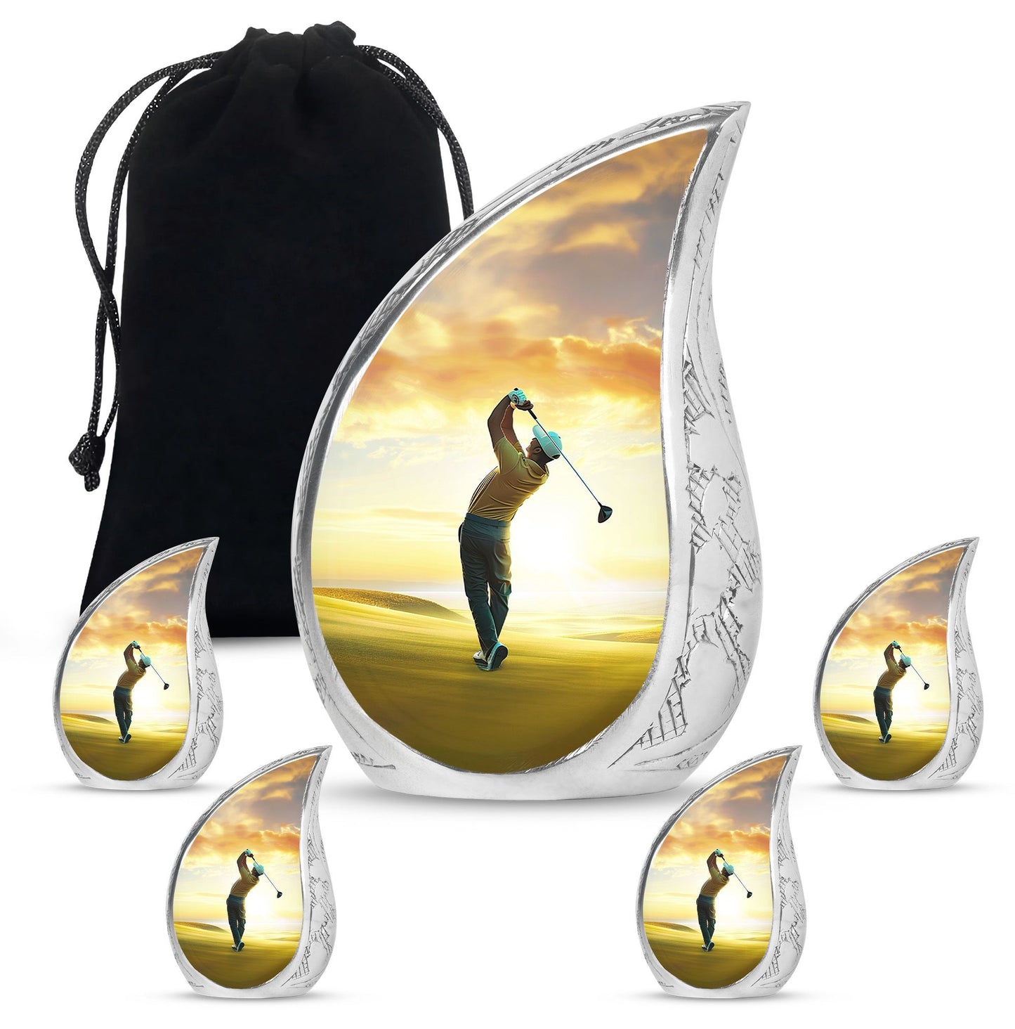 Personalized Golf Memorial Urn for Human Ashes - 10-inch, 200 cu in - Yatskia