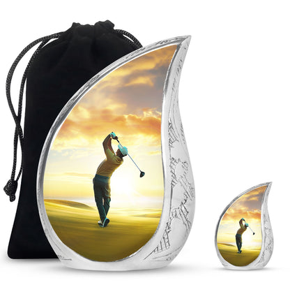 Personalized Golf Memorial Urn for Human Ashes - 10-inch, 200 cu in - Yatskia