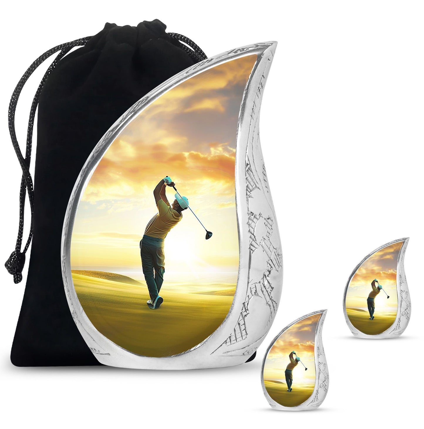 Personalized Golf Memorial Urn for Human Ashes - 10-inch, 200 cu in - Yatskia