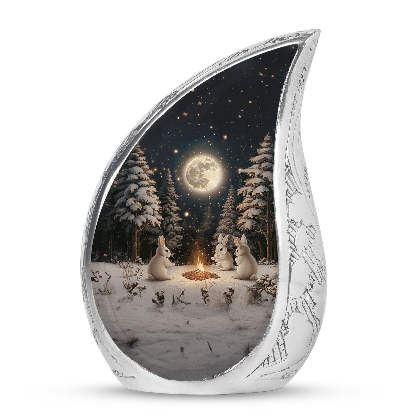 White Personalized Galaxy Cremation Urn for Human Ashes - 10-inch, 200 cu in - Yatskia