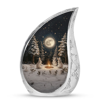 White Personalized Galaxy Cremation Urn for Human Ashes - 10-inch, 200 cu in - Yatskia