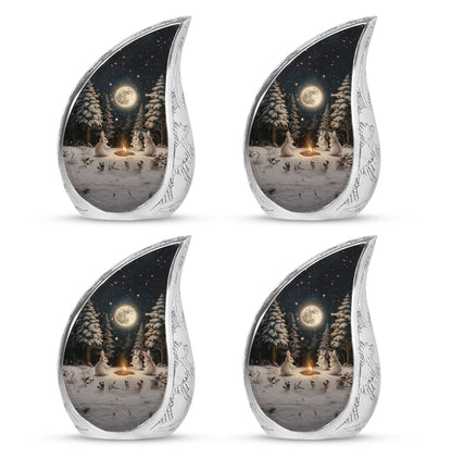 White Personalized Galaxy Cremation Urn for Human Ashes - 10-inch, 200 cu in - Yatskia