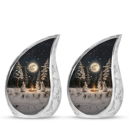 White Personalized Galaxy Cremation Urn for Human Ashes - 10-inch, 200 cu in - Yatskia