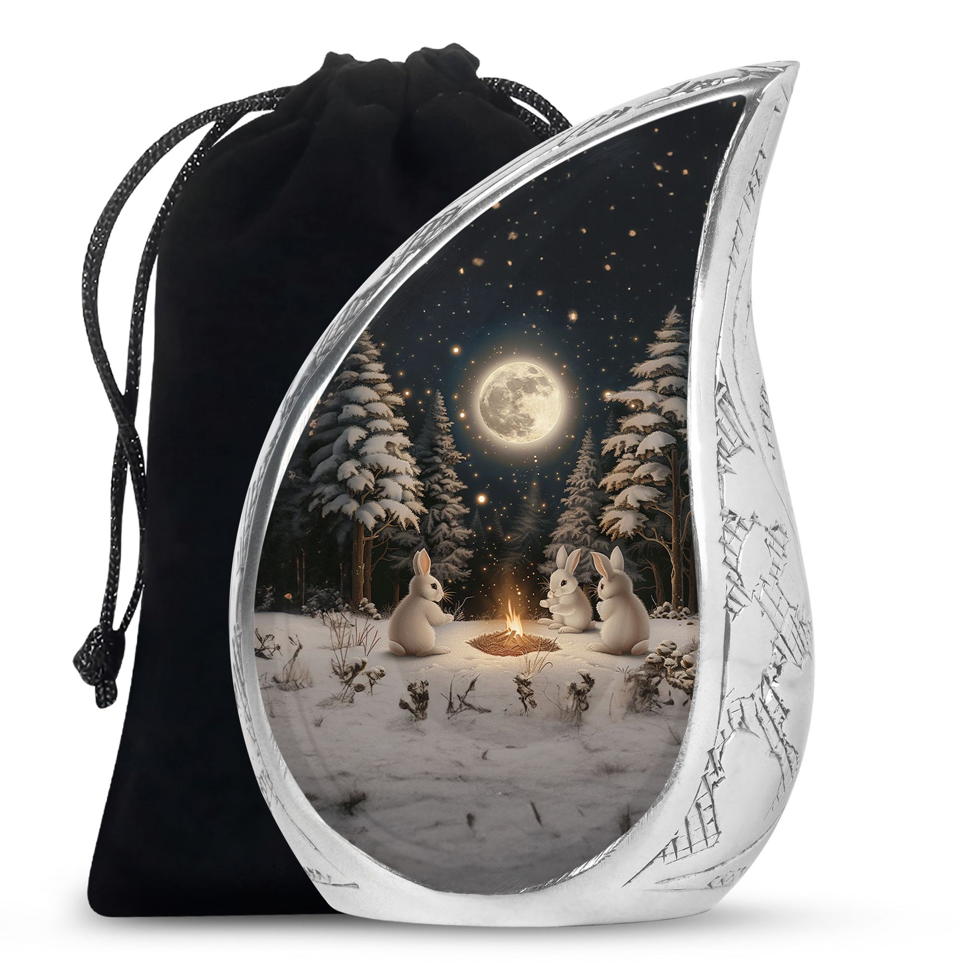 White Bunny Moon Urn For Ashes Adult Female Funeral, Ashes Urn