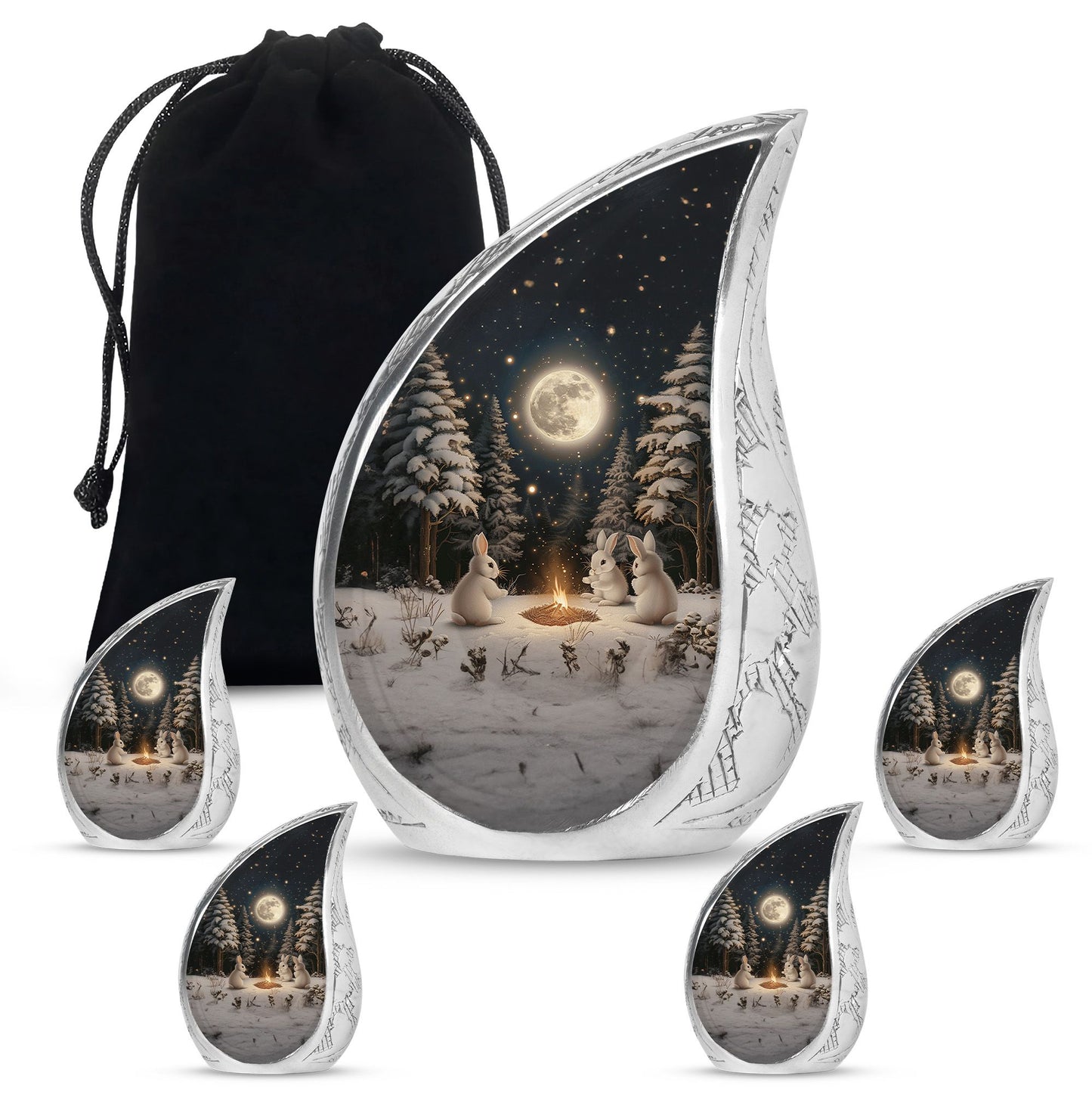 White Personalized Galaxy Cremation Urn for Human Ashes - 10-inch, 200 cu in - Yatskia