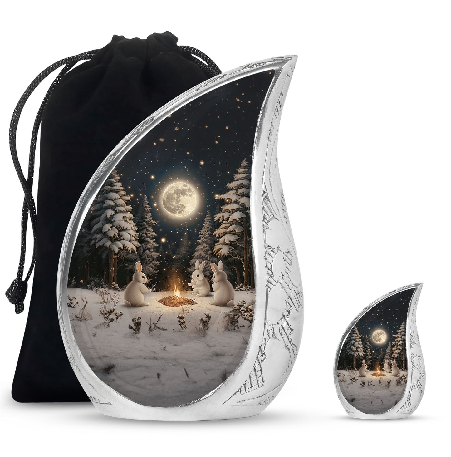 White Personalized Galaxy Cremation Urn for Human Ashes - 10-inch, 200 cu in - Yatskia