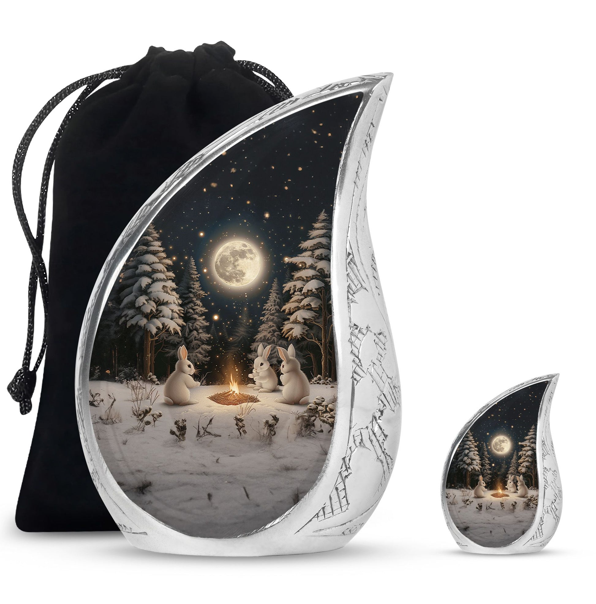 White Bunny Moon Urn For Ashes Adult Female Funeral, Ashes Urn