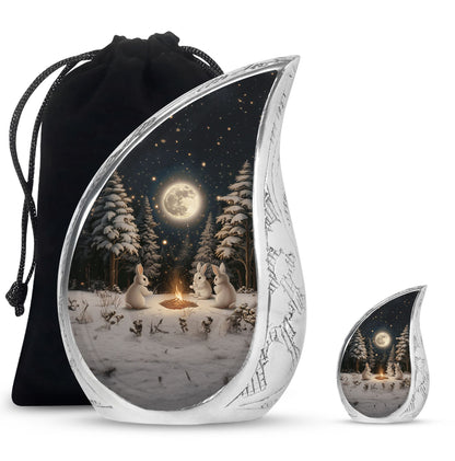 White Personalized Galaxy Cremation Urn for Human Ashes - 10-inch, 200 cu in - Yatskia