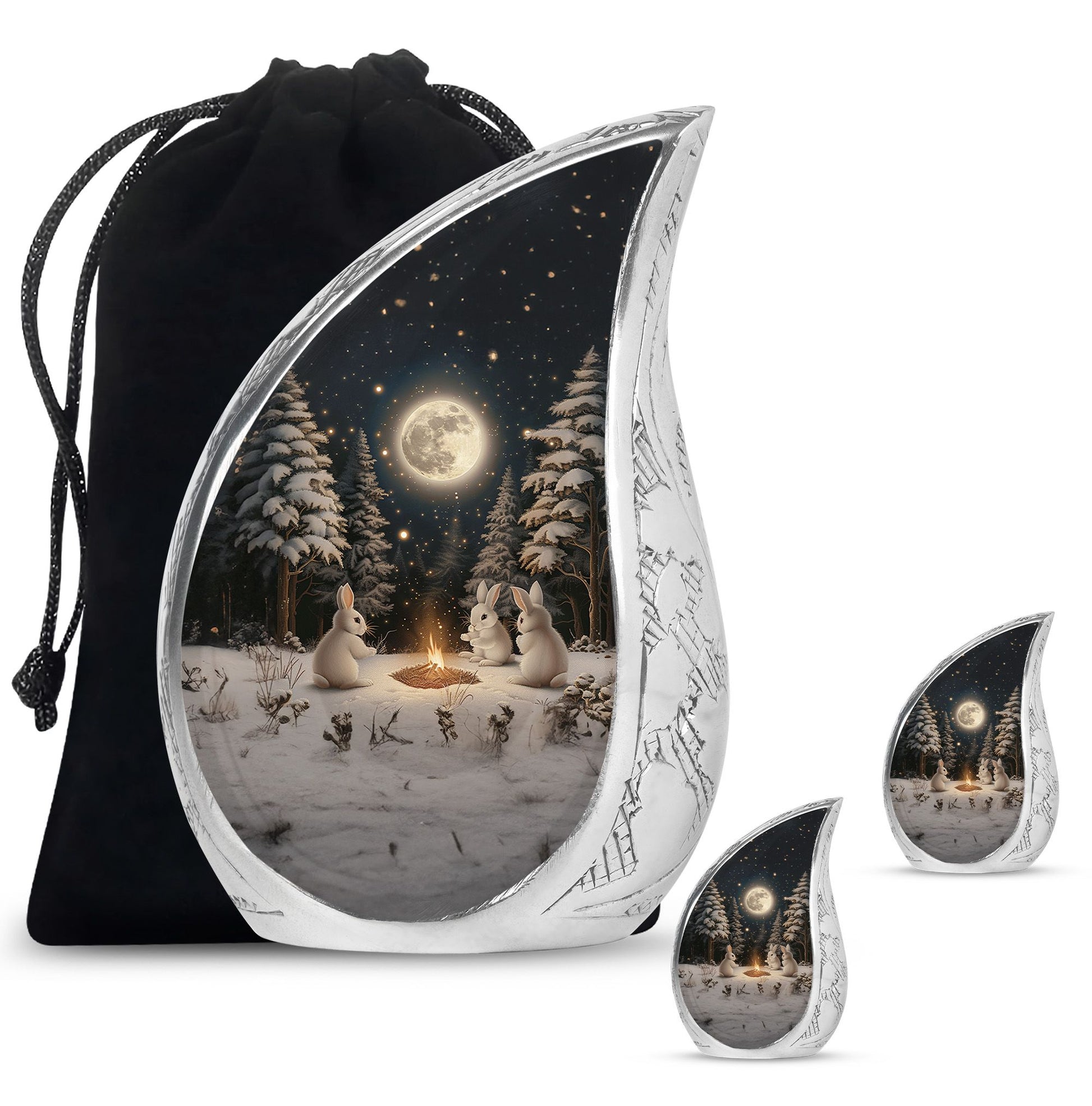 White Bunny Moon Urn For Ashes Adult Female Funeral, Ashes Urn