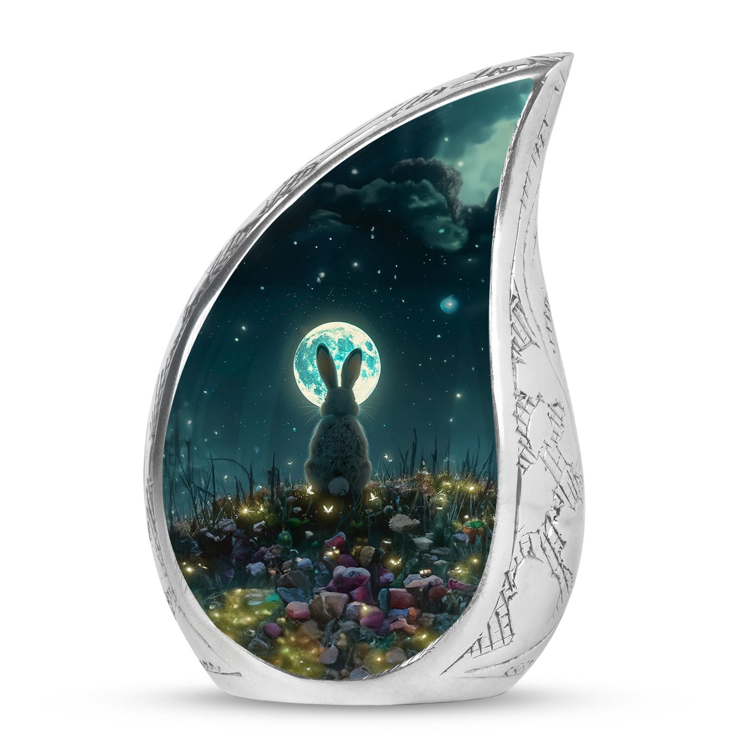 White Personalized Galaxy Keepsake Urn for Human Ashes - 10-inch, 200 cu in - Yatskia