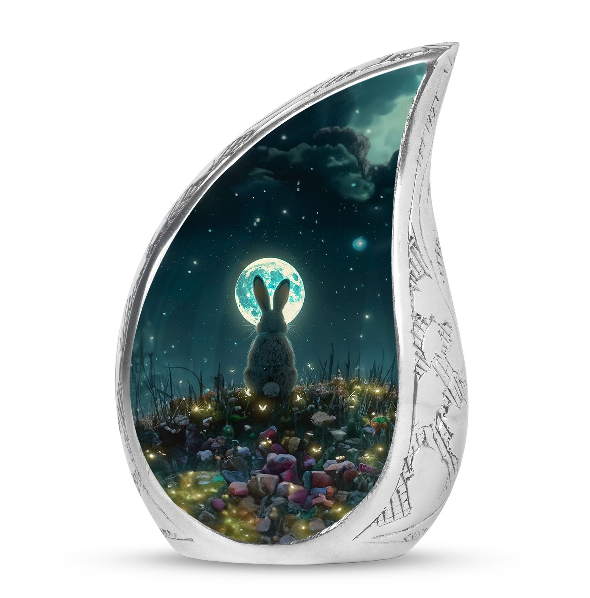 White Bunny Moon Small Urns For Ashes Large Funeral, Ashes Urn