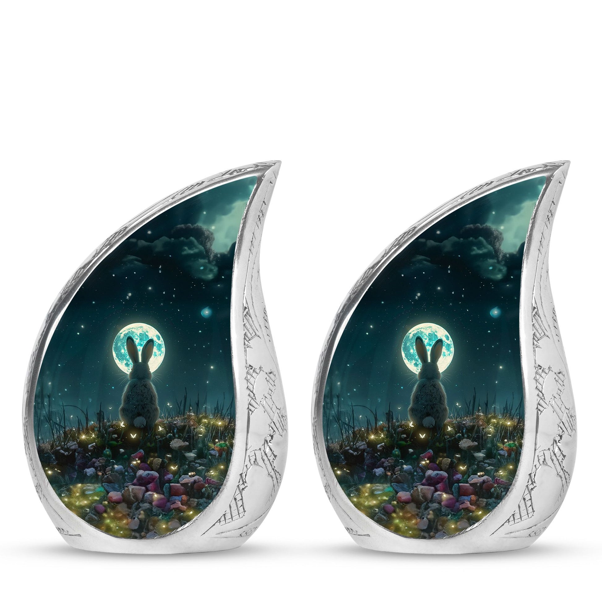 White Bunny Moon Small Urns For Ashes Large Funeral, Ashes Urn