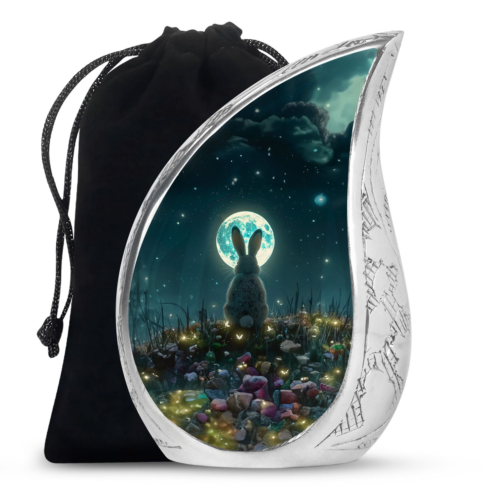 White Bunny Moon Small Urns For Ashes Large Funeral, Ashes Urn