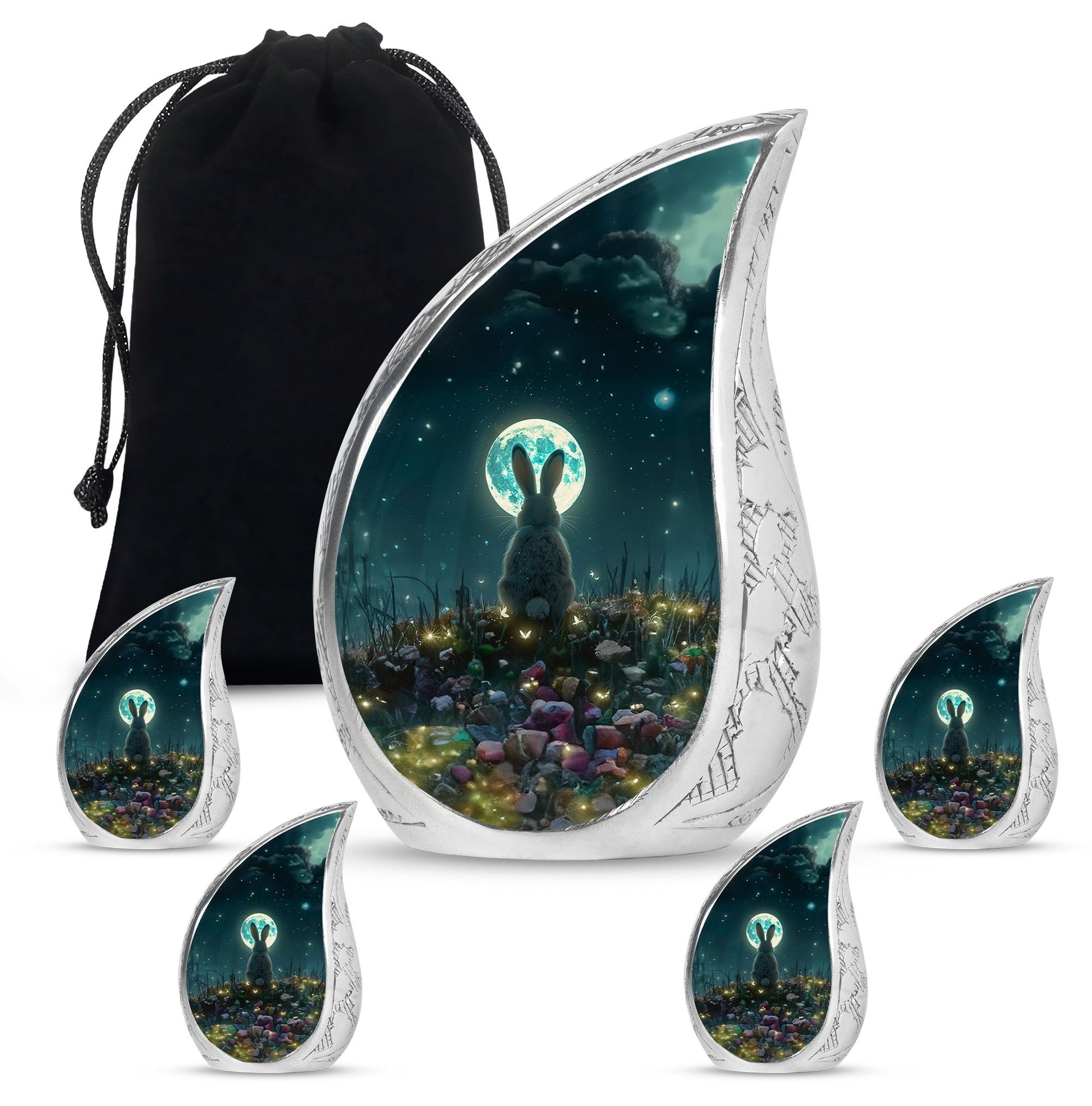 White Bunny Moon Small Urns For Ashes Large Funeral, Ashes Urn