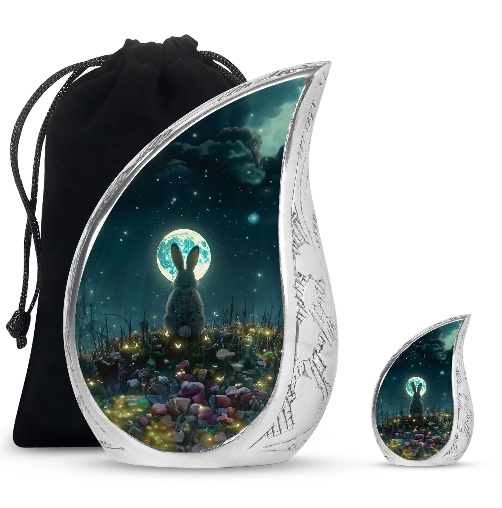 White Bunny Moon Small Urns For Ashes Large Funeral, Ashes Urn