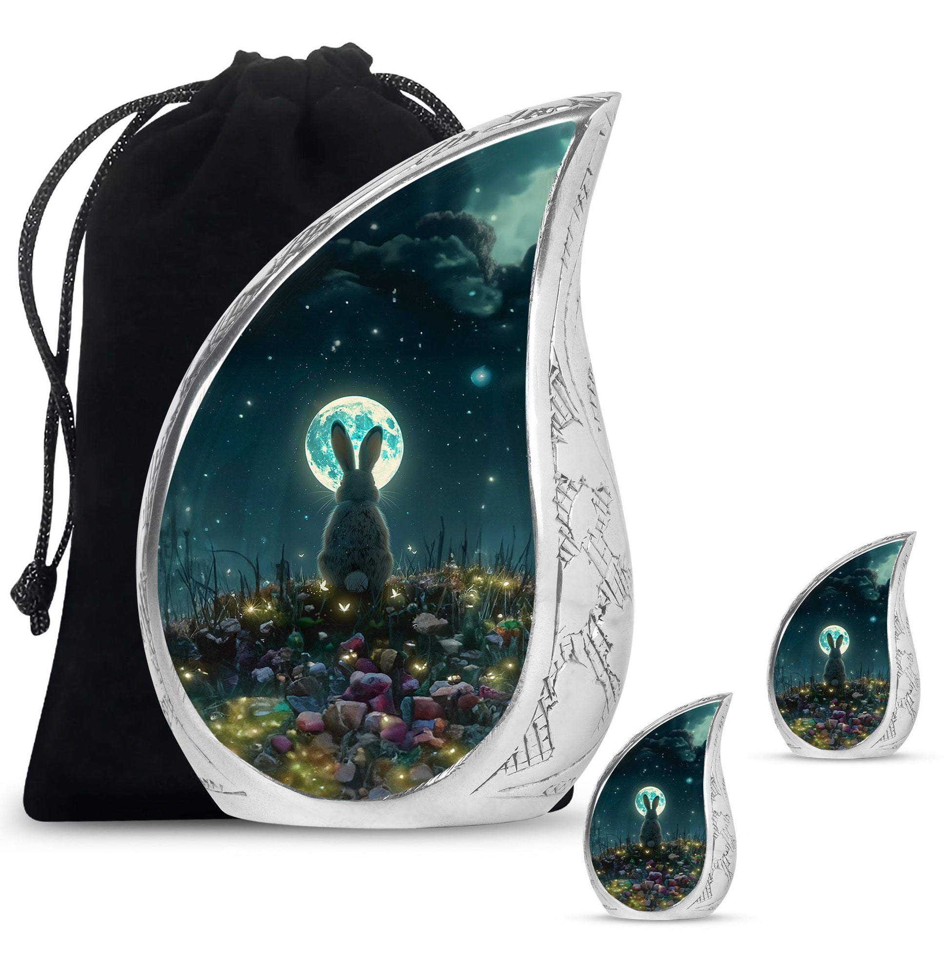 White Bunny Moon Small Urns For Ashes Large Funeral, Ashes Urn