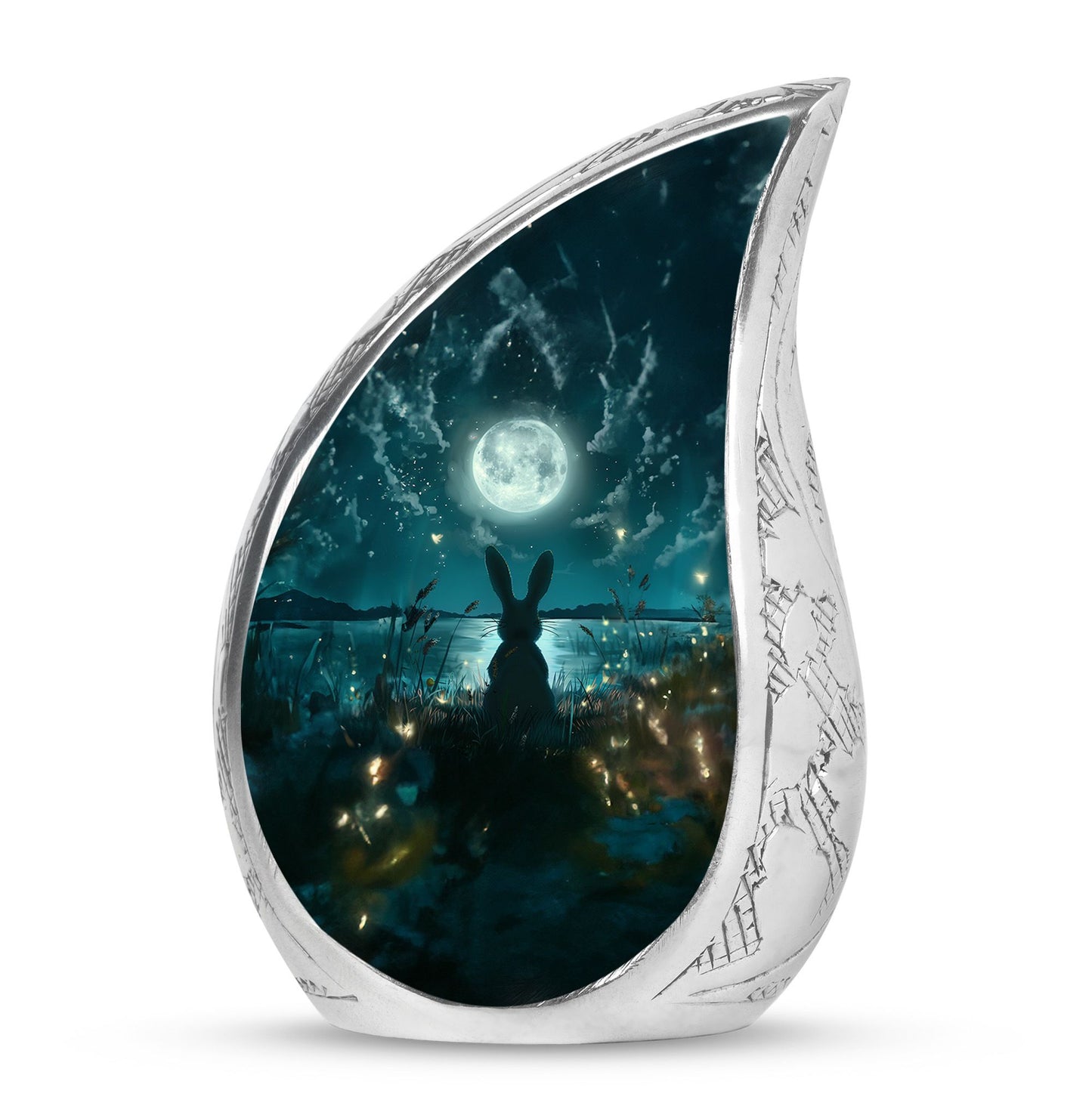 White Personalized Galaxy Cremation Urn for Adults - 10-inch, 200 cu in - Yatskia