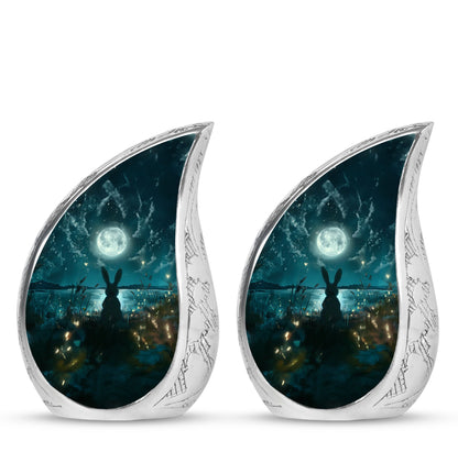 White Personalized Galaxy Cremation Urn for Adults - 10-inch, 200 cu in - Yatskia