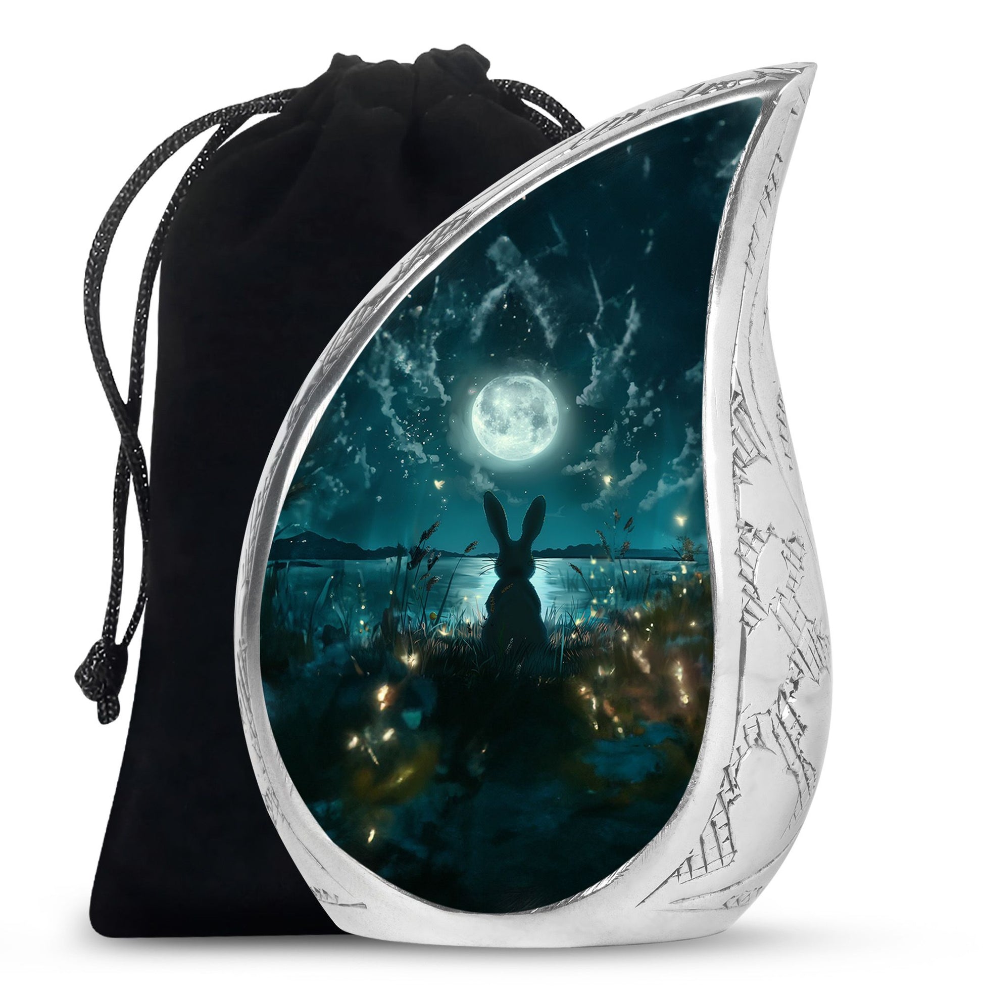 White Bunny Moon Funeral Urn For Adults Funeral, Ashes Urn For Ashes