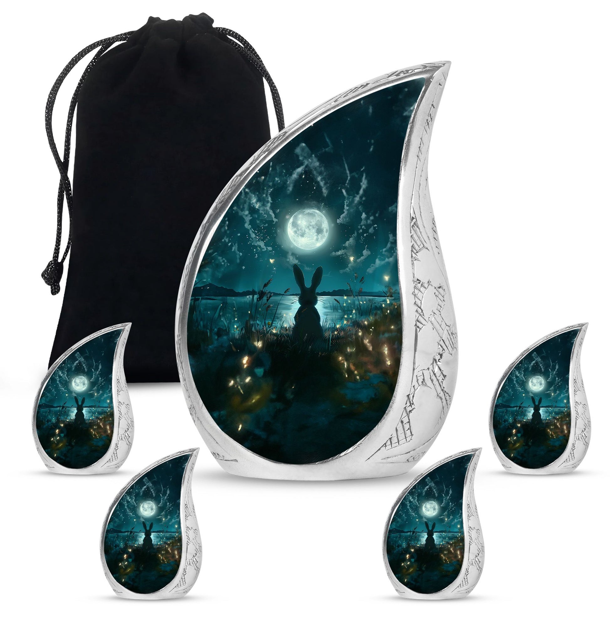 White Bunny Moon Funeral Urn For Adults Funeral, Ashes Urn For Ashes