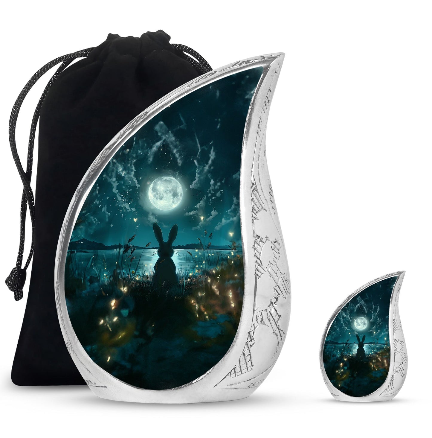 White Personalized Galaxy Cremation Urn for Adults - 10-inch, 200 cu in - Yatskia