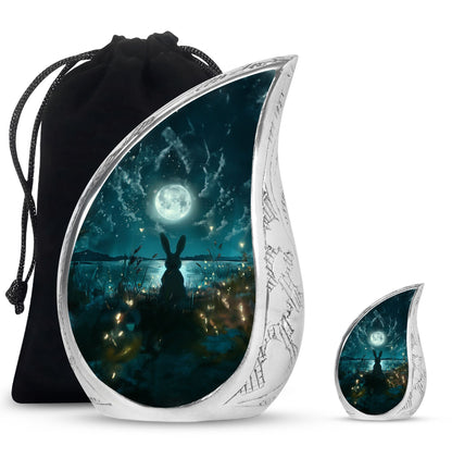 White Personalized Galaxy Cremation Urn for Adults - 10-inch, 200 cu in - Yatskia