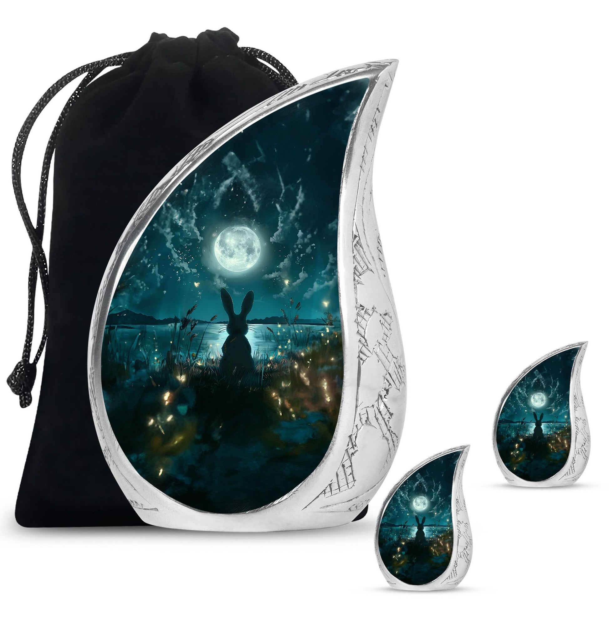 White Bunny Moon Funeral Urn For Adults Funeral, Ashes Urn For Ashes