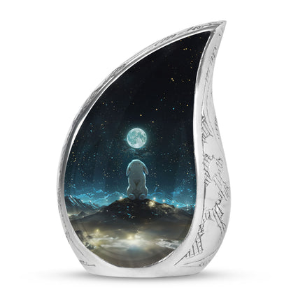 White Personalized Galaxy Cremation Urn for Women - 10-inch, 200 cu in - Yatskia