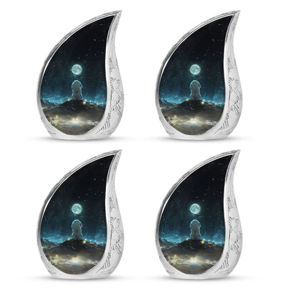 White Personalized Galaxy Cremation Urn for Women - 10-inch, 200 cu in - Yatskia
