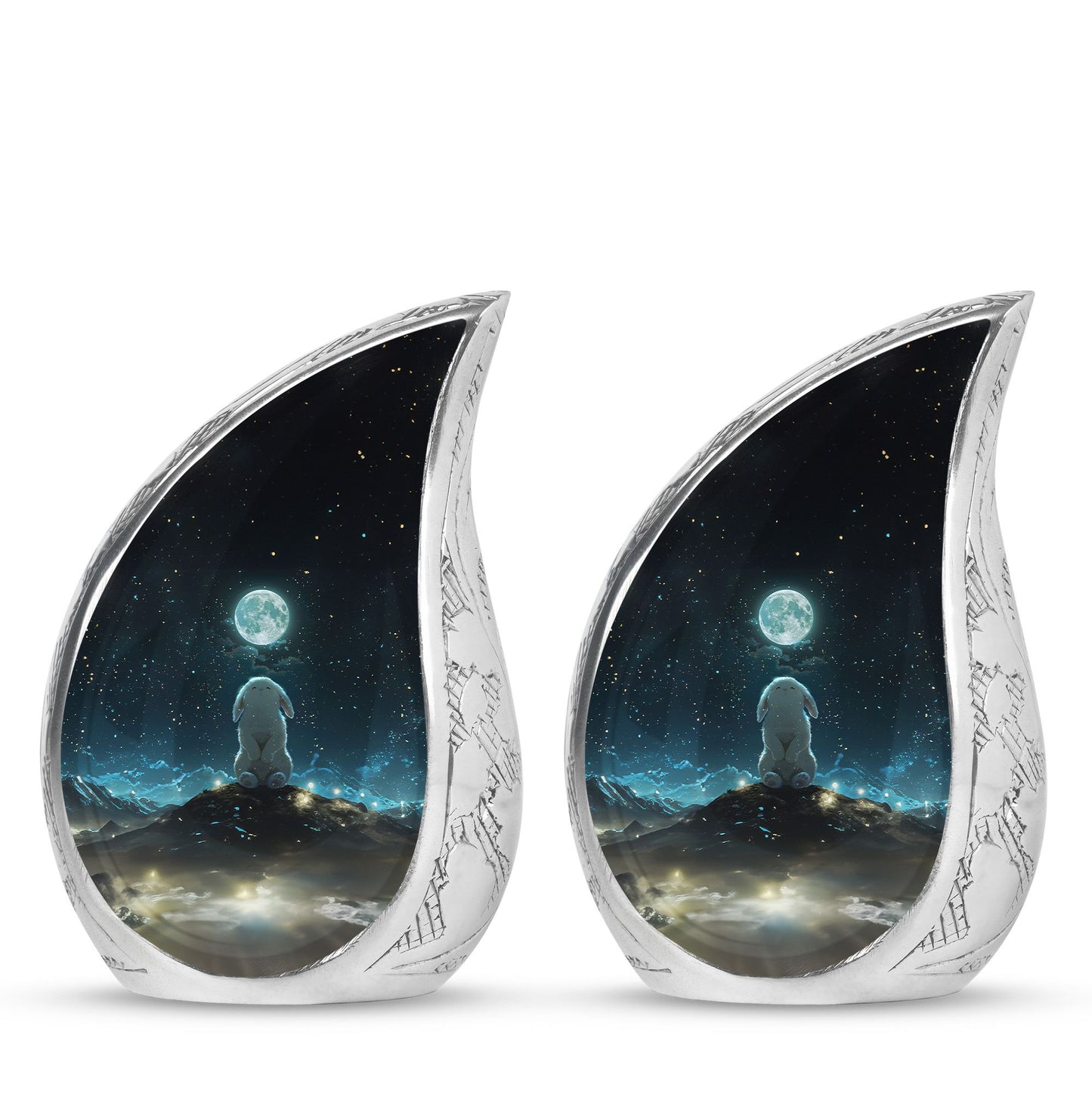 White Personalized Galaxy Cremation Urn for Women - 10-inch, 200 cu in - Yatskia