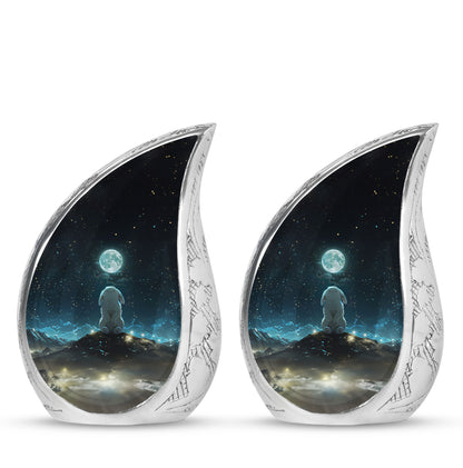 White Personalized Galaxy Cremation Urn for Women - 10-inch, 200 cu in - Yatskia