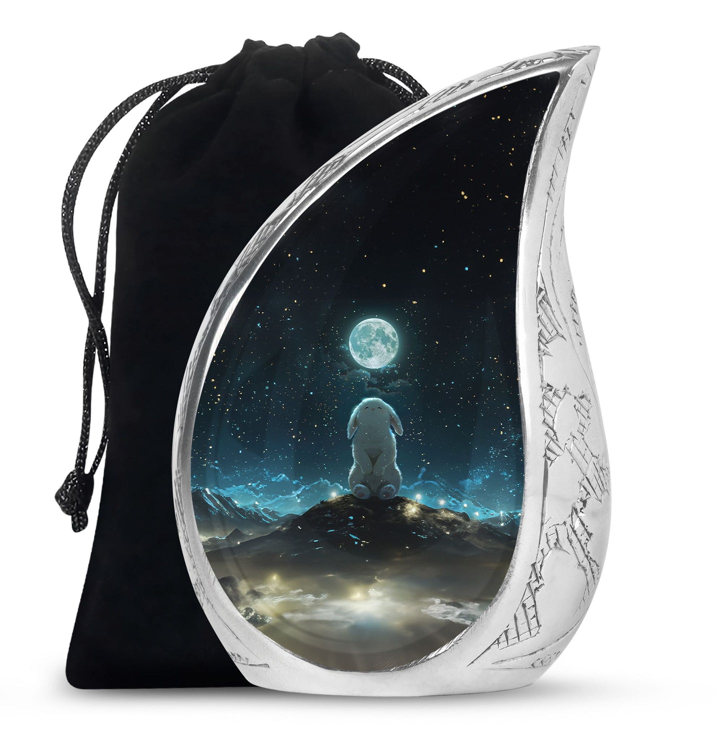 White Personalized Galaxy Cremation Urn for Women - 10-inch, 200 cu in - Yatskia