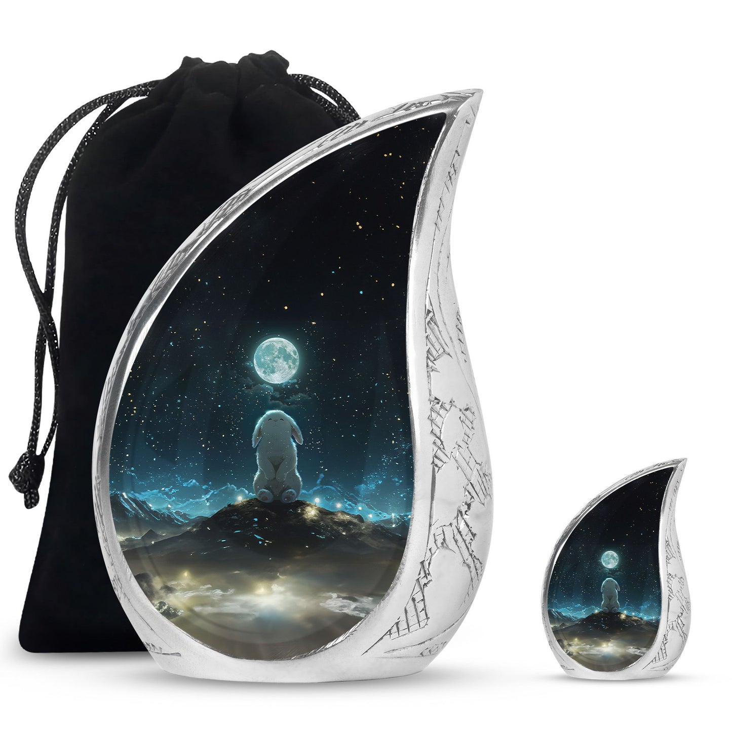 White Personalized Galaxy Cremation Urn for Women - 10-inch, 200 cu in - Yatskia