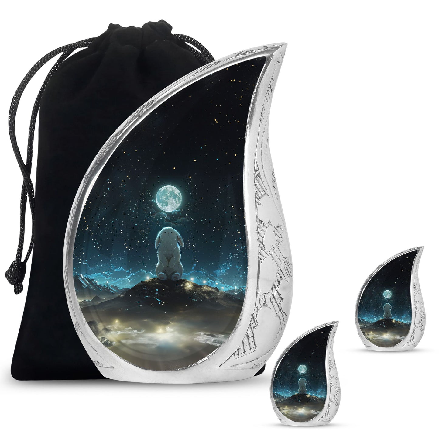 White Personalized Galaxy Cremation Urn for Women - 10-inch, 200 cu in - Yatskia