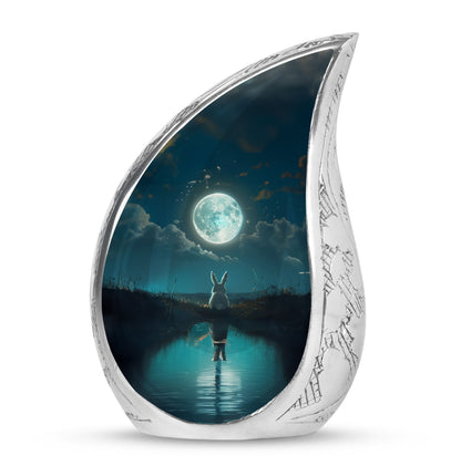 White Personalized Galaxy Cremation Urn for Human Ashes - 10-inch, 200 cu in - Yatskia