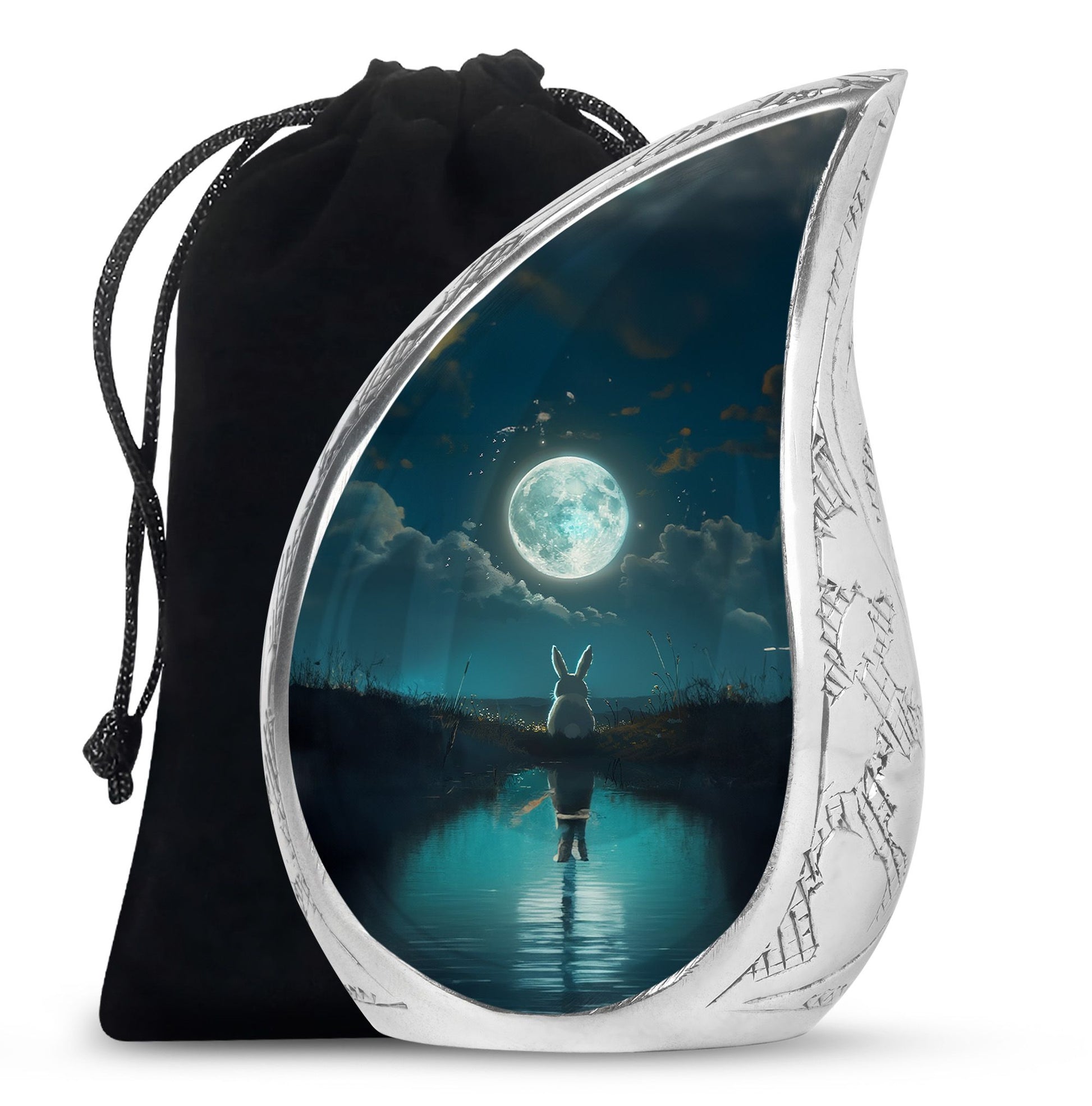 White Bunny Moon Miniature Urns For Human Ashes Funeral, Ashes Urn