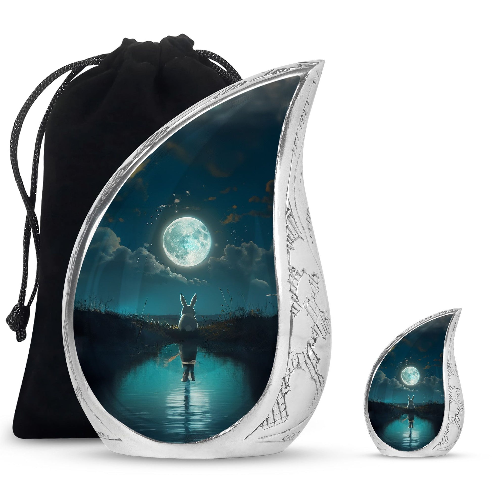 White Bunny Moon Miniature Urns For Human Ashes Funeral, Ashes Urn