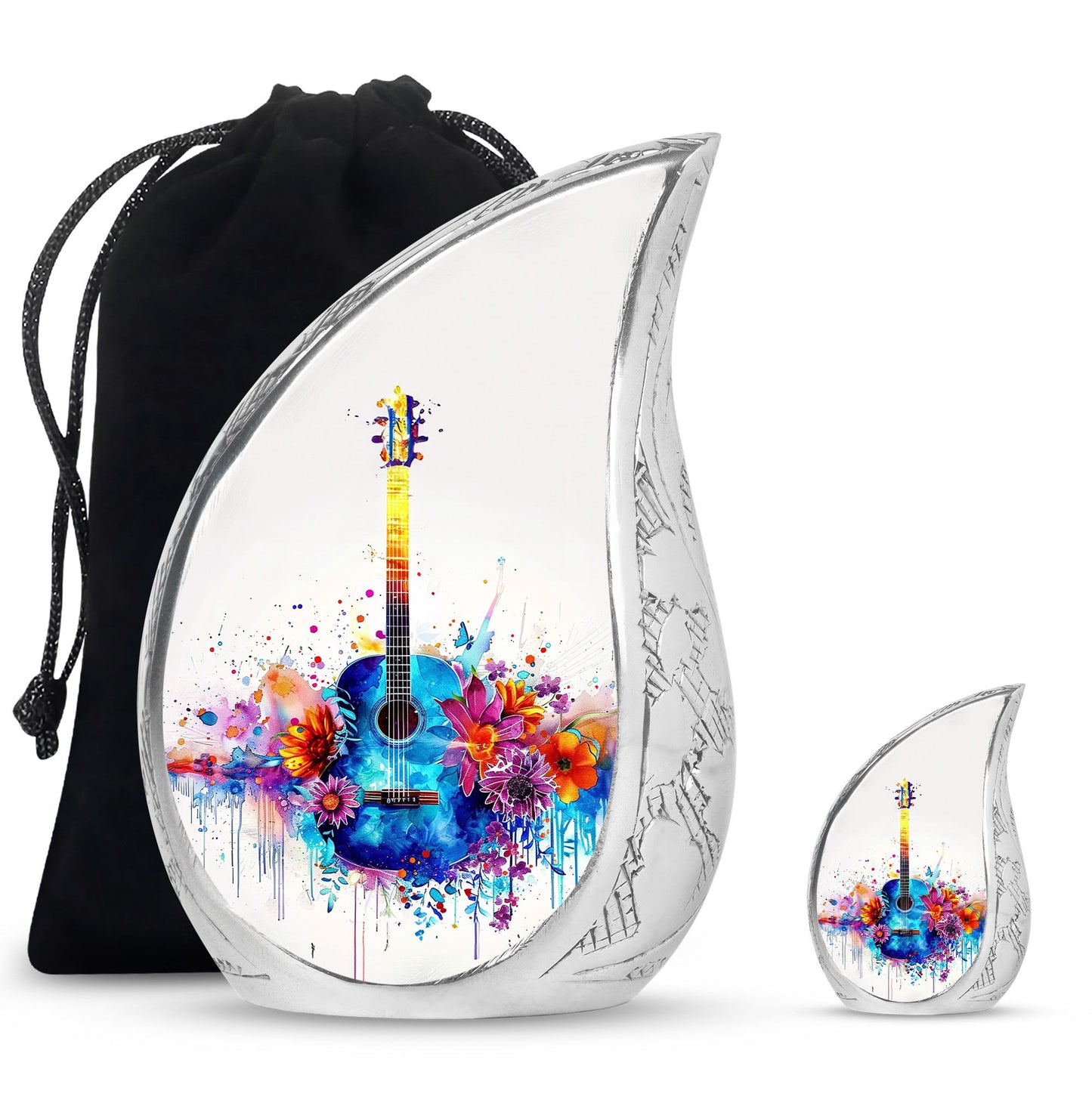 Personalized Guitar Cremation Urn for Human Ashes - 10-inch, 200 cu in - Yatskia