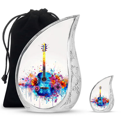 Personalized Guitar Cremation Urn for Human Ashes - 10-inch, 200 cu in - Yatskia