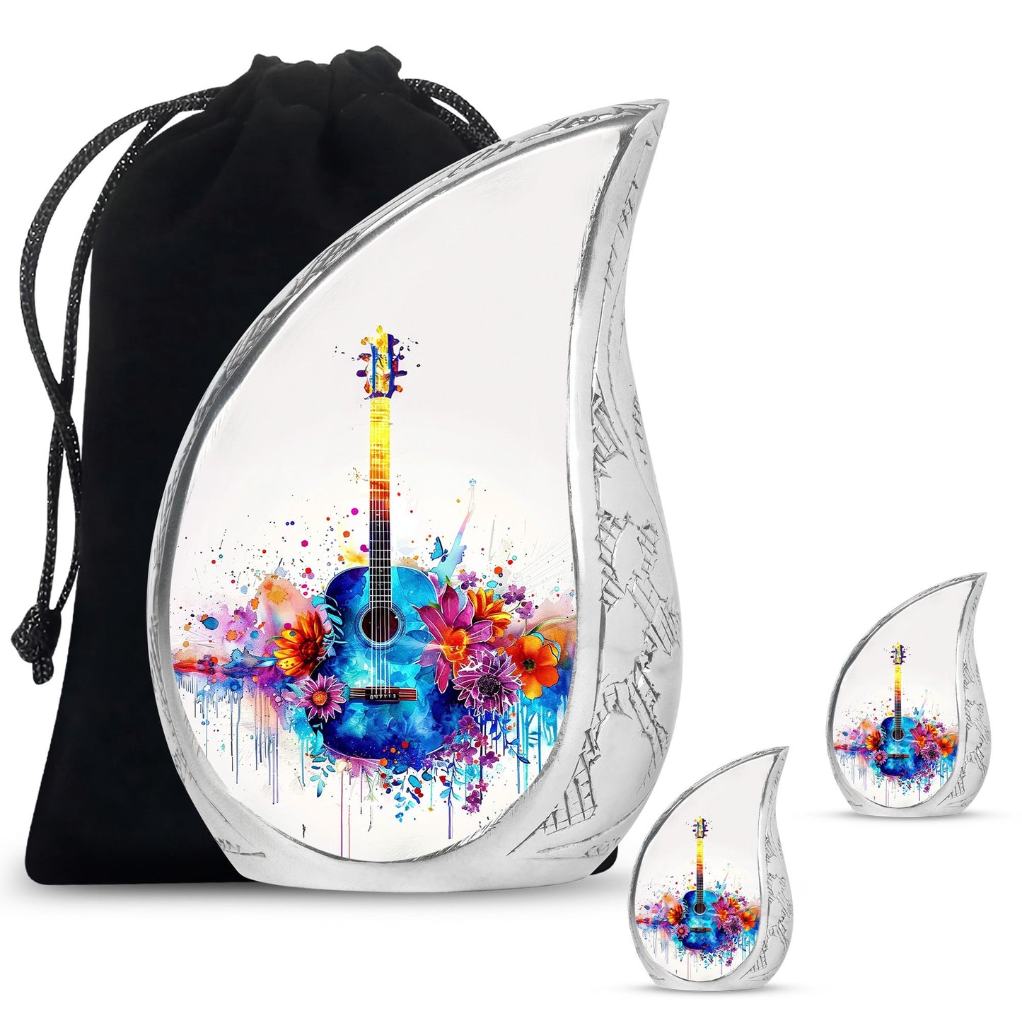 Personalized Guitar Cremation Urn for Human Ashes - 10-inch, 200 cu in - Yatskia