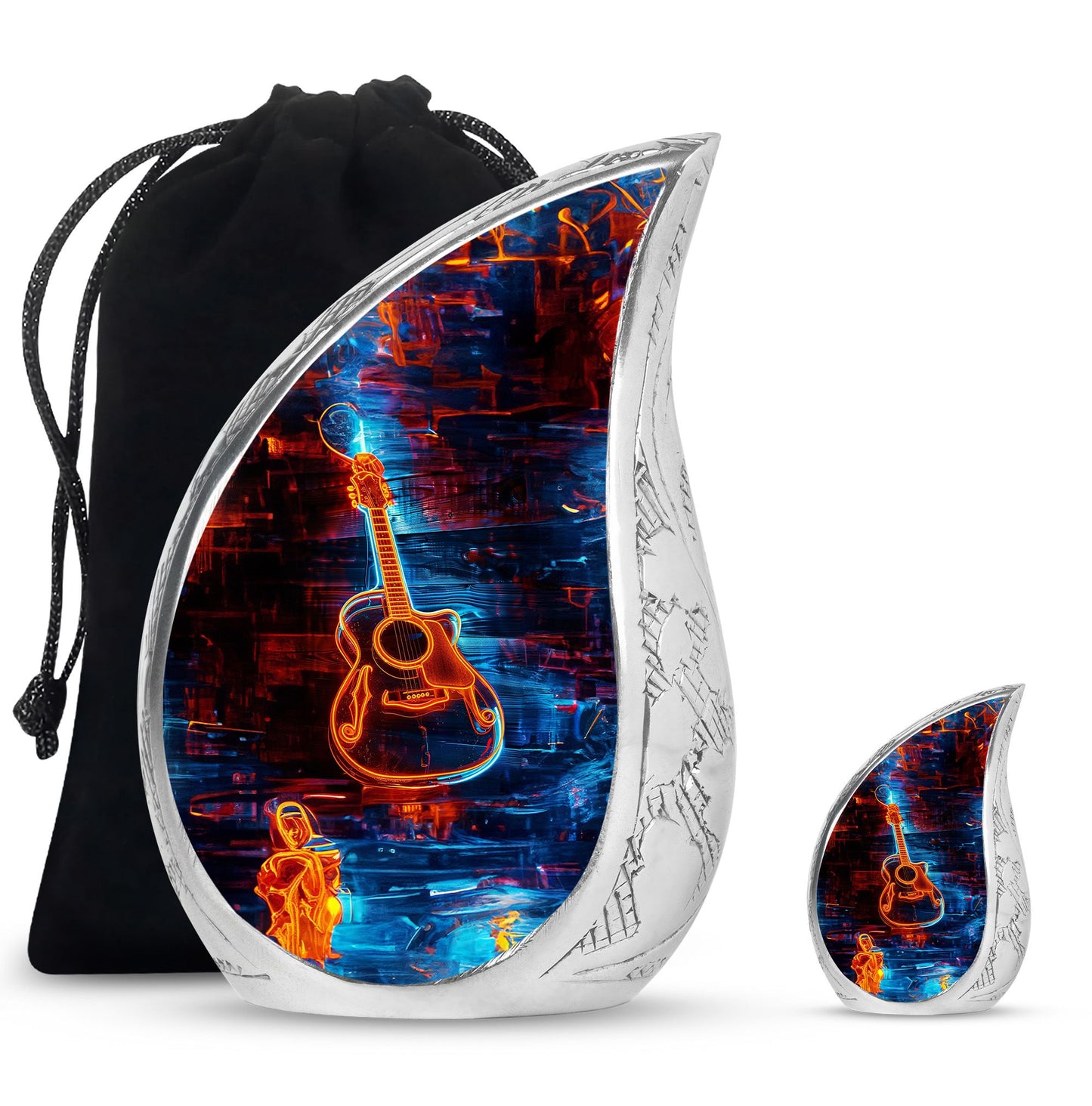 Personalized Guitar Cremation Urn for Human Ashes - 10-inch, 200 cu in - Yatskia