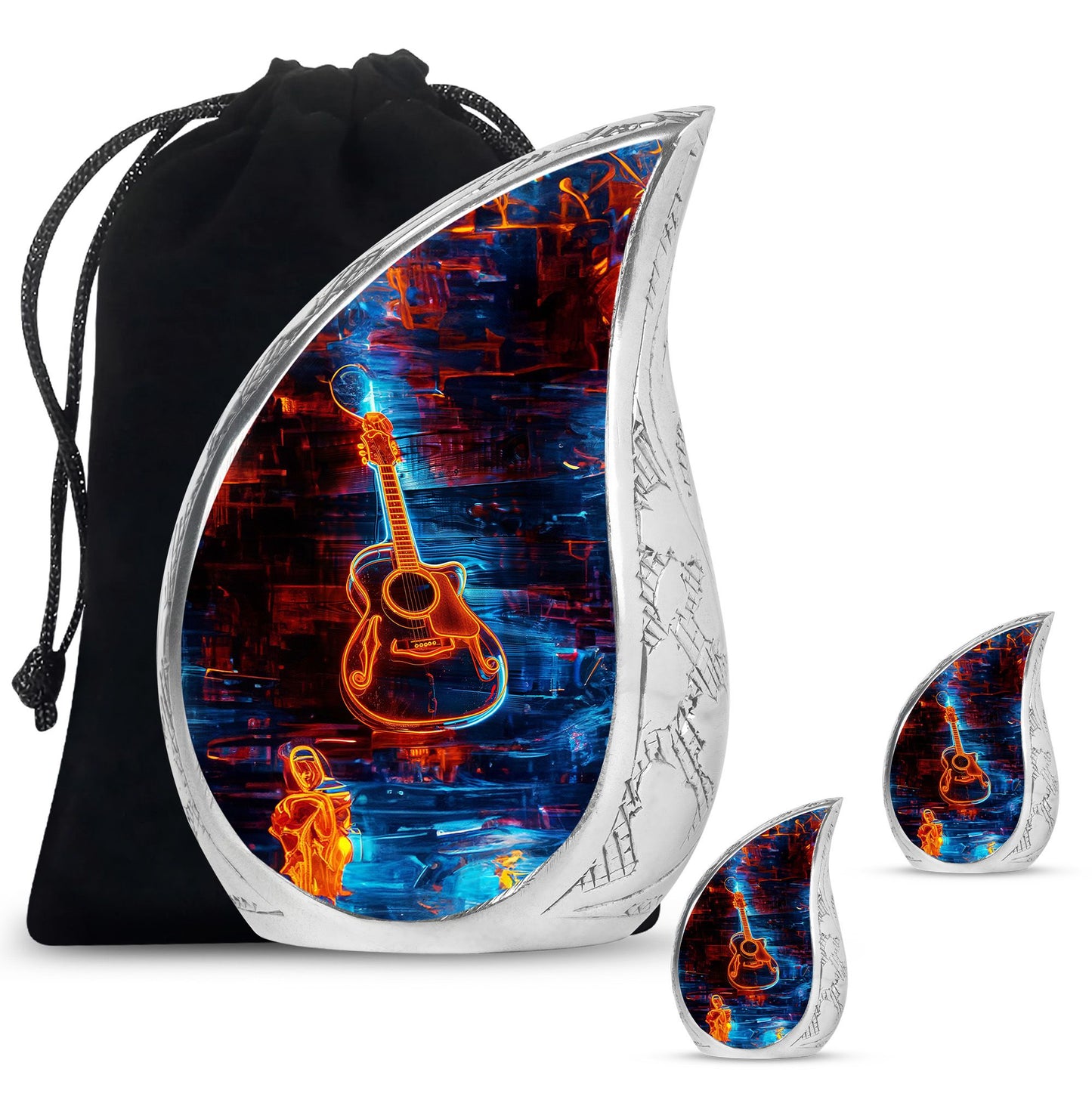 Personalized Guitar Cremation Urn for Human Ashes - 10-inch, 200 cu in - Yatskia