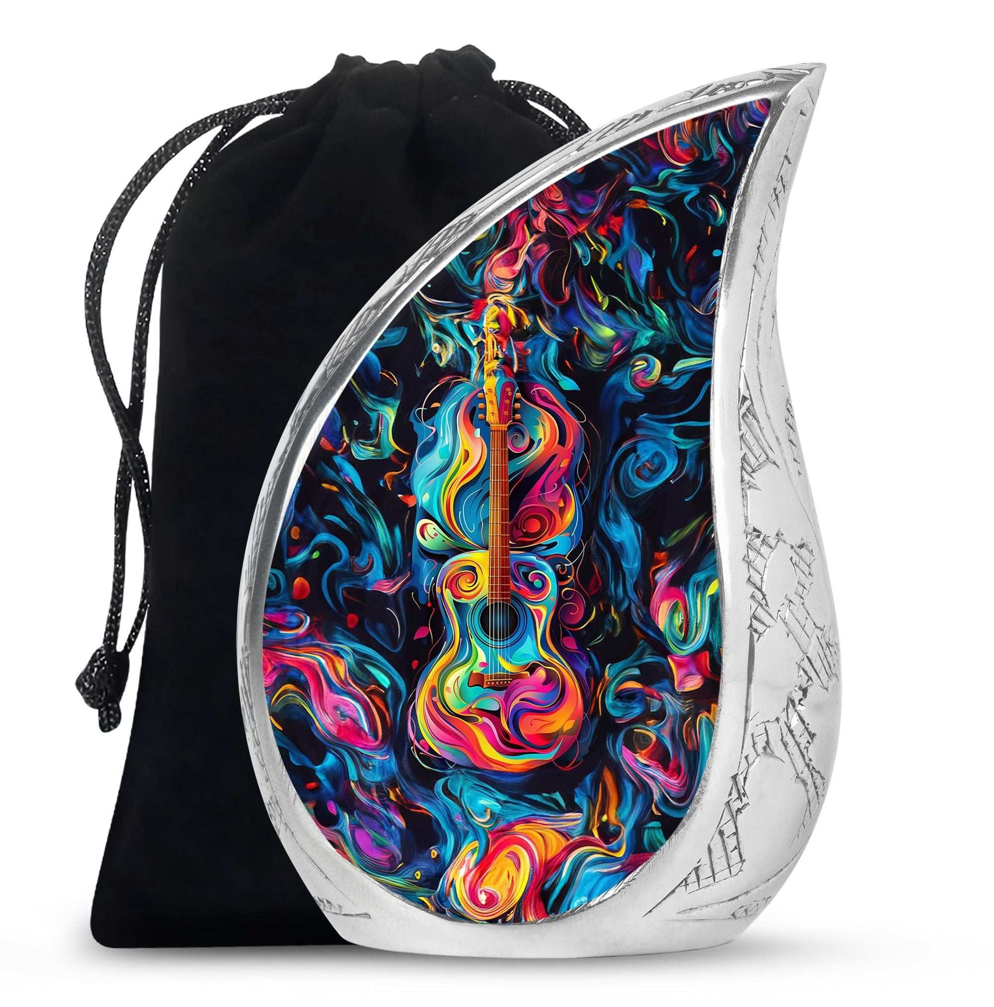 Guitar Cremation Urn for Music Lovers - Artistic 10 Inch Large Adult Urns